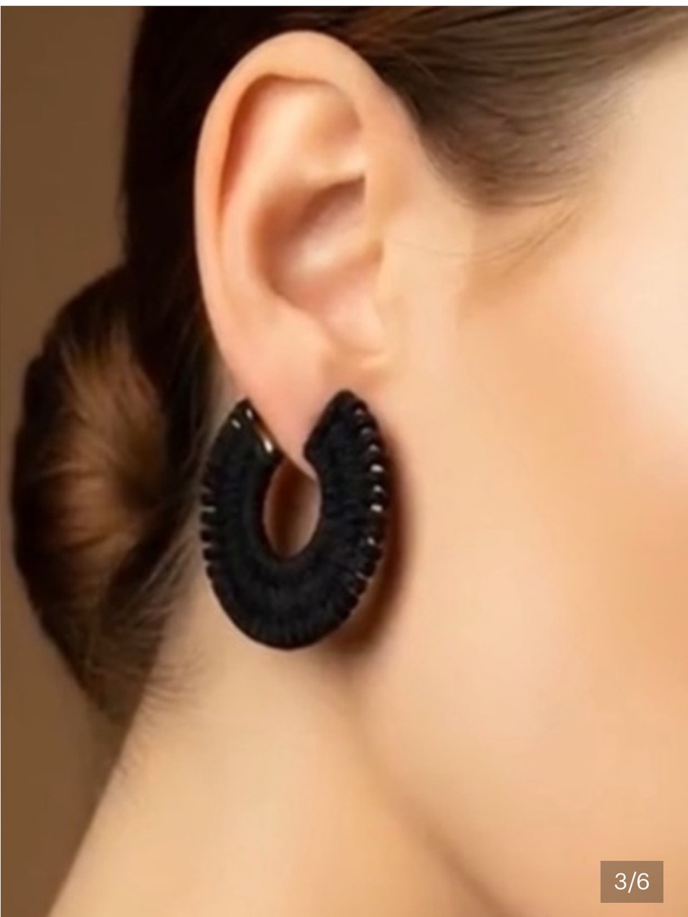 Free People Black Woven Crescent Hoop Earrings
